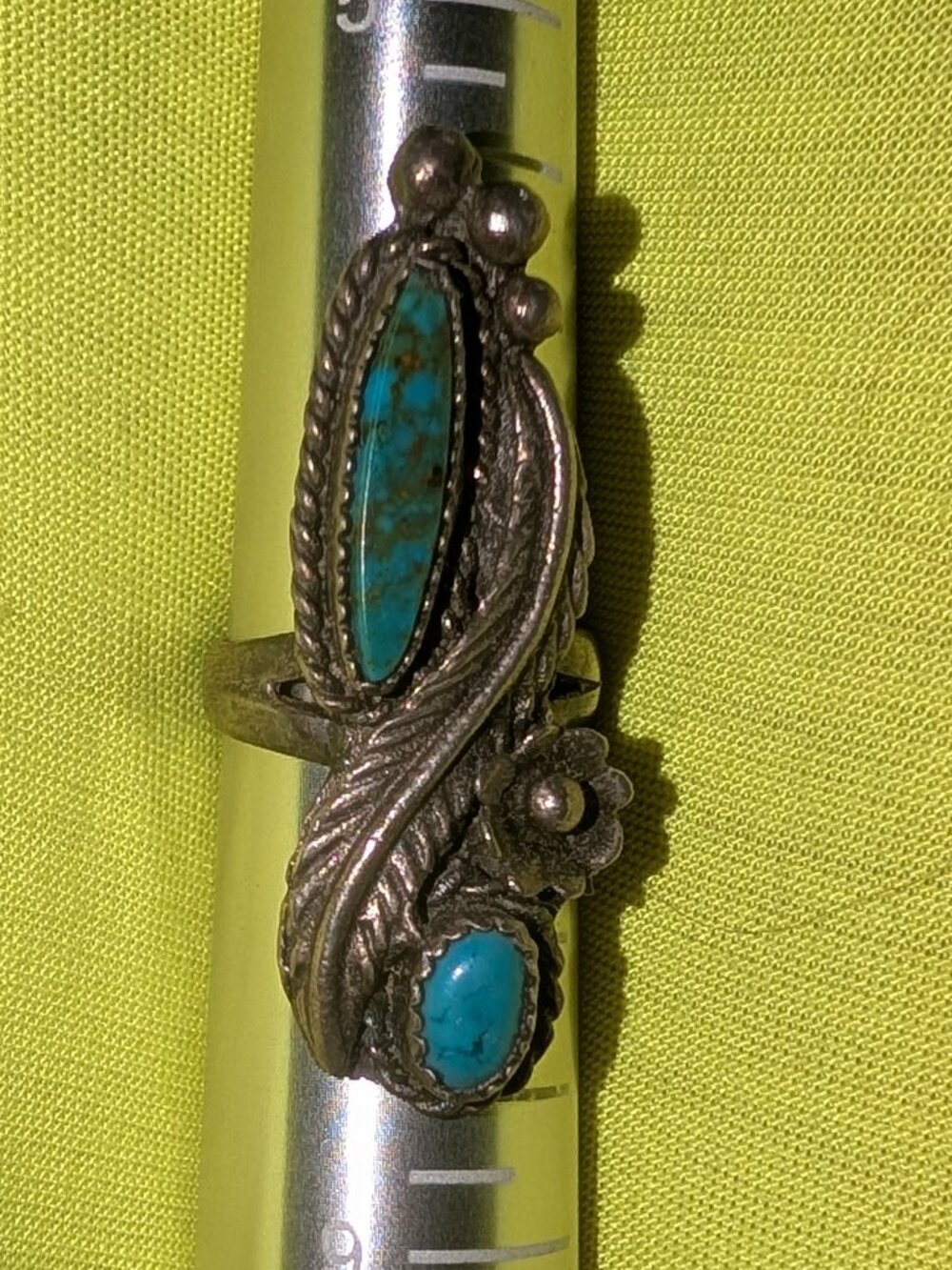 Turquoise ring german silver size 7